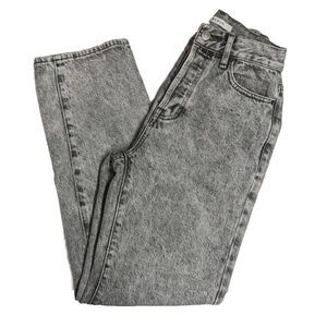 PacSun Jeans Women 22 Button Fly High Rise Tapered Acid Wash Black 100% Cotton